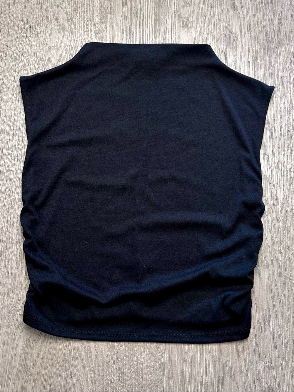 By Together Black Ruched Side Mock Neck Sleeveless Cropped Top Size Small